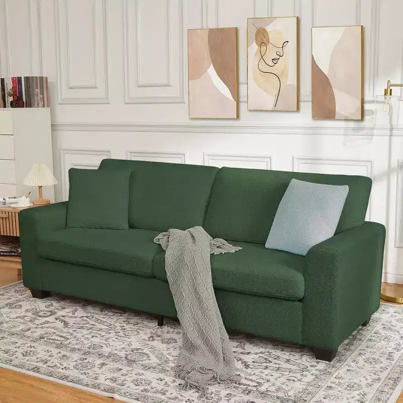 GustoWave 83W Modern 3-Seater Sofa with Deep Seat, Soft Fabric Living Room Sofa with Wide Armrest, Removable Washable Cushion Cover