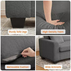 GustoWave 83W Modern 3-Seater Sofa with Deep Seat, Soft Fabric Living Room Sofa with Wide Armrest, Removable Washable Cushion Cover