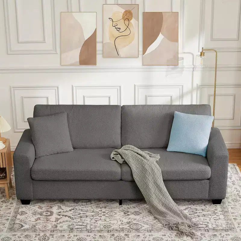 GustoWave 83W Modern 3-Seater Sofa with Deep Seat, Soft Fabric Living Room Sofa with Wide Armrest, Removable Washable Cushion Cover