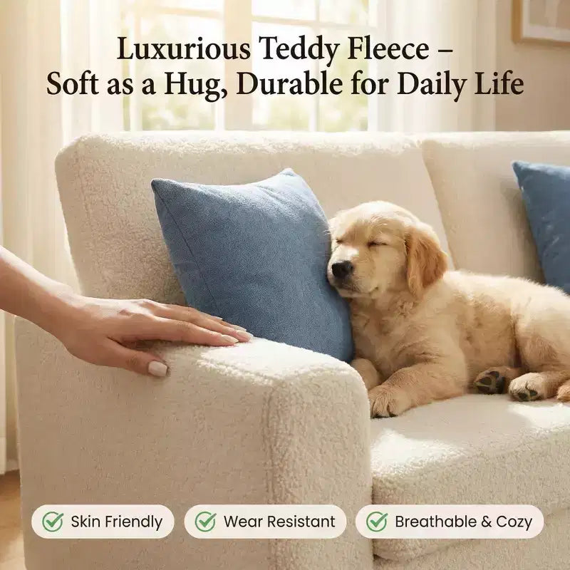 GustoWave 83W Modern 3-Seater Sofa with Deep Seat, Soft Fabric Living Room Sofa with Wide Armrest, Removable Washable Cushion Cover