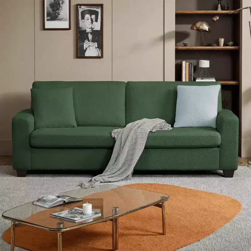 GustoWave 83W Modern 3-Seater Sofa with Deep Seat, Soft Fabric Living Room Sofa with Wide Armrest, Removable Washable Cushion Cover