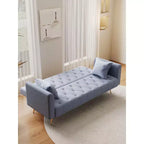 MAYEERTY Causeuse Canapé en Velours Vintage Confortable pour Salon Chambre Gris