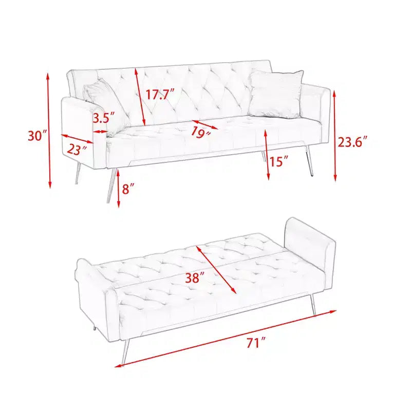 MAYEERTY Causeuse Canapé en Velours Vintage Confortable pour Salon Chambre Gris