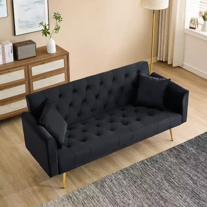 MAYEERTY Causeuse Canapé en Velours Vintage Confortable pour Salon Chambre Noir