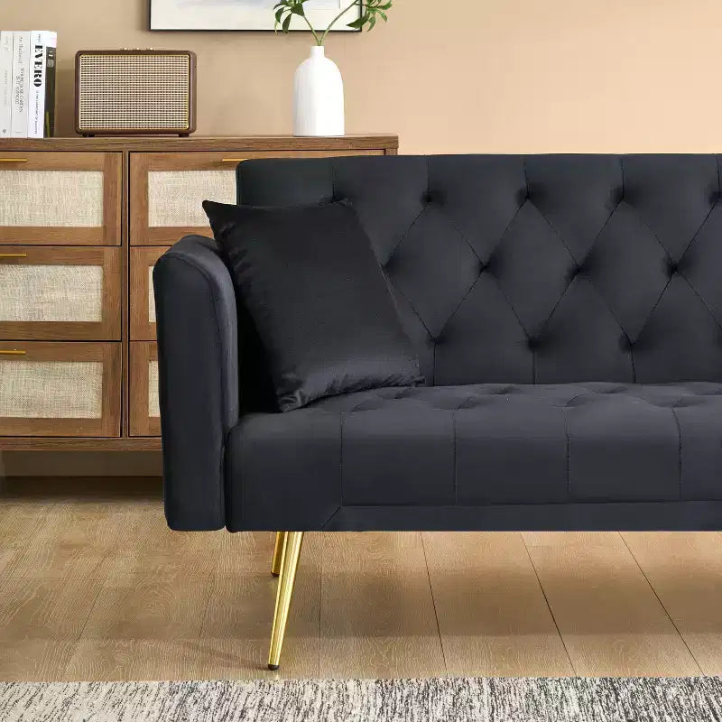 MAYEERTY Causeuse Canapé en Velours Vintage Confortable pour Salon Chambre Noir