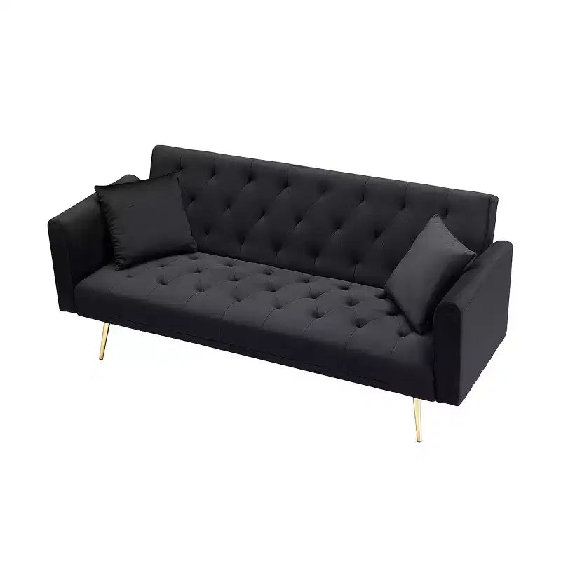 MAYEERTY Causeuse Canapé en Velours Vintage Confortable pour Salon Chambre Noir
