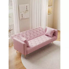 MAYEERTY Love Seat Vintahe Velvet Sofa Comfortable for Liviing Room Bedroom Pink