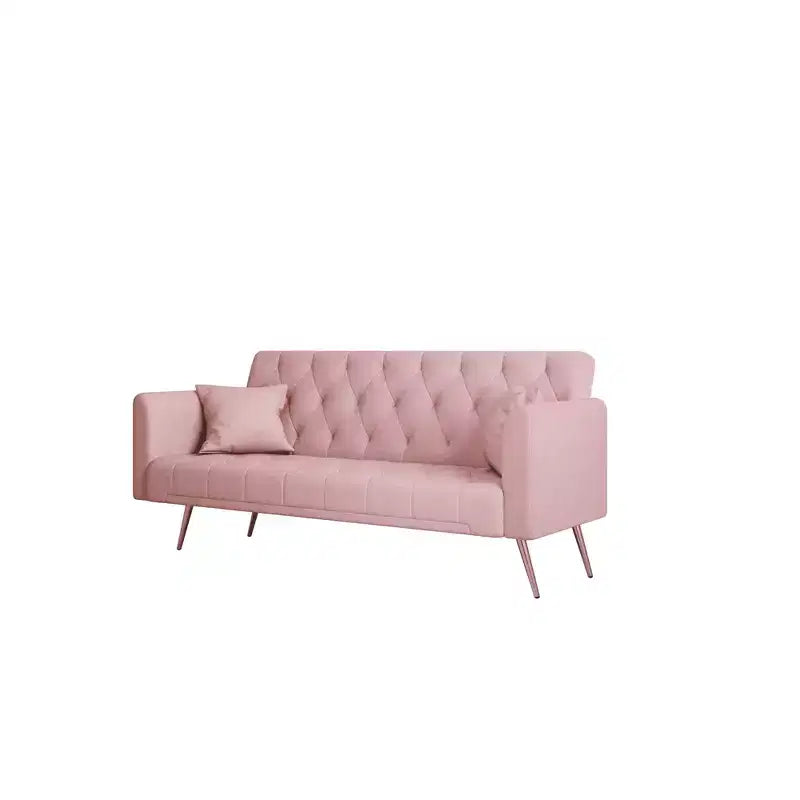 MAYEERTY Love Seat Vintahe Velvet Sofa Comfortable for Liviing Room Bedroom Pink