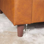 83 Inch Brown Leather Sofa - Mid-Century Modern Couch, 3-Seater Sofa with Armrests, Comfy Cushions, PU Deep Seat Sofa for Living Room, Bedroom