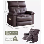 Fauteuil inclinable manuel pour salon, fauteuil inclinable massant pivotant à 360 degrés avec télécommande, fauteuil de relaxation en cuir PU avec poche latérale
