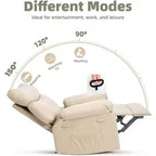 Fauteuil inclinable manuel pour salon, fauteuil inclinable massant pivotant à 360 degrés avec télécommande, fauteuil de relaxation en cuir PU avec poche latérale