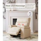 Fauteuil inclinable manuel pour salon, fauteuil inclinable massant pivotant à 360 degrés avec télécommande, fauteuil de relaxation en cuir PU avec poche latérale
