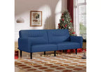 Dyonery 75.8 Linen Fabric Comfy Futon Couch Bed,3 Seater Convertible Sleeper Sofa with Adjustable Backrests