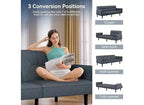 Dyonery 75.8 Linen Fabric Comfy Futon Couch Bed,3 Seater Convertible Sleeper Sofa with Adjustable Backrests