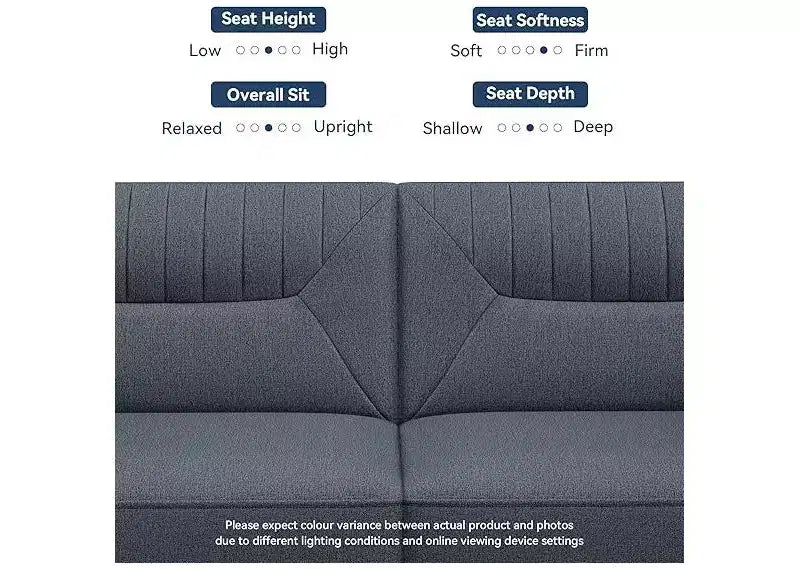 Dyonery 75.8 Linen Fabric Comfy Futon Couch Bed,3 Seater Convertible Sleeper Sofa with Adjustable Backrests