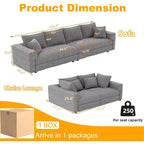 MAYEERTY Canapé moderne confortable rembourré Cloud avec assise profonde et coussins moelleux pour salon, chambre, bureau, gris