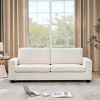 Canapé 3 places en velours côtelé Acekool 83, canapé moderne à assise profonde avec de larges accoudoirs, coussins moelleux, beige, pour salon ou appartement, beige