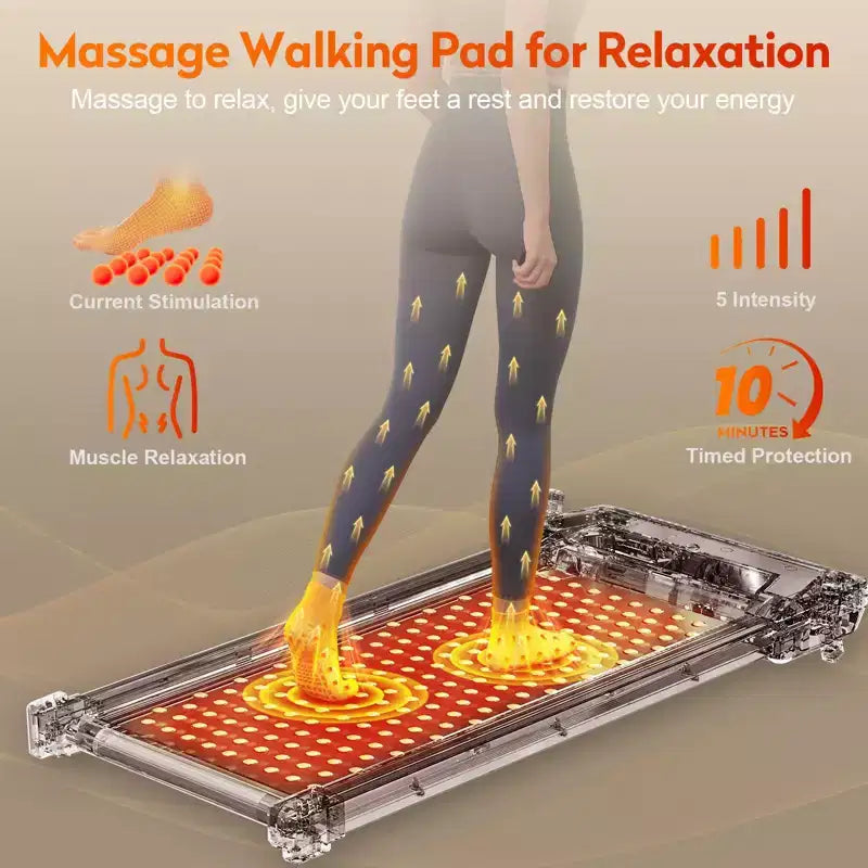 Akluer Tapis de marche avec inclinaison, tapis roulant 2-en-1 sous le bureau et masseur de pieds Shiatsu Tapis roulant portable silencieux de 2,5 CV pour bureau à domicile avec écran LED