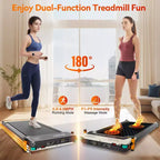 Akluer Tapis de marche avec inclinaison, tapis roulant 2-en-1 sous le bureau et masseur de pieds Shiatsu Tapis roulant portable silencieux de 2,5 CV pour bureau à domicile avec écran LED