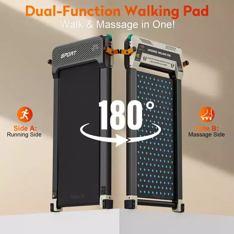 Akluer Tapis de marche avec inclinaison, tapis roulant 2-en-1 sous le bureau et masseur de pieds Shiatsu Tapis roulant portable silencieux de 2,5 CV pour bureau à domicile avec écran LED