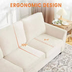 Acekool 83 Modern 3-Seater Sofa, Deep Seat Chenille Couch with Washable Detachable Covers, Oversized Cloud Sofa for Living Room, Beige