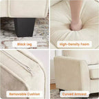 Acekool 83 Modern 3-Seater Sofa, Deep Seat Chenille Couch with Washable Detachable Covers, Oversized Cloud Sofa for Living Room, Beige