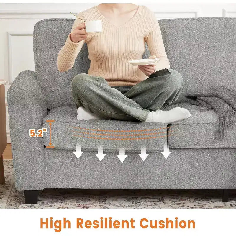 Acekool 83 Modern 3-Seater Sofa, Deep Seat Chenille Couch with Washable Detachable Covers, Oversized Cloud Sofa for Living Room, Beige