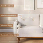 Acekool 65 Mid Century Modern Loveseat, Deep Seat Linen Sofa Couch for Living Room, Bedroom, Small Space, 2-Seater, Beige