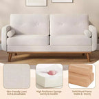 Acekool 65 Mid Century Modern Loveseat, Deep Seat Linen Sofa Couch for Living Room, Bedroom, Small Space, 2-Seater, Beige