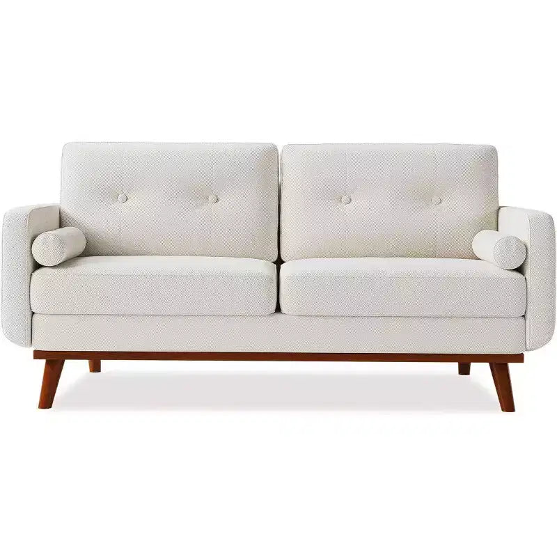 Acekool 65 Mid Century Modern Loveseat, Deep Seat Linen Sofa Couch for Living Room, Bedroom, Small Space, 2-Seater, Beige