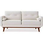 Acekool 65 Mid Century Modern Loveseat, Deep Seat Linen Sofa Couch for Living Room, Bedroom, Small Space, 2-Seater, Beige