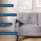 Acekool 65 Mid Century Modern Loveseat, Deep Seat Linen Sofa Couch for Living Room, Bedroom, Small Space, 2-Seater, Beige