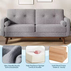 Acekool 65 Mid Century Modern Loveseat, Deep Seat Linen Sofa Couch for Living Room, Bedroom, Small Space, 2-Seater, Beige