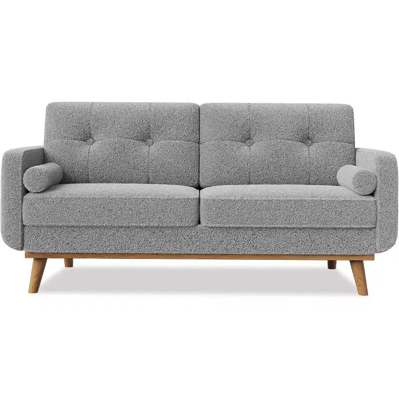 Acekool 65 Mid Century Modern Loveseat, Deep Seat Linen Sofa Couch for Living Room, Bedroom, Small Space, 2-Seater, Beige