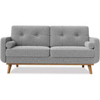 Acekool 65 Mid Century Modern Loveseat, Deep Seat Linen Sofa Couch for Living Room, Bedroom, Small Space, 2-Seater, Beige