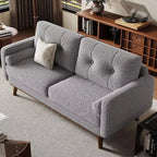 Acekool 65 Mid Century Modern Loveseat, Deep Seat Linen Sofa Couch for Living Room, Bedroom, Small Space, 2-Seater, Beige