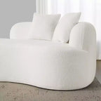 Curved Four Seater Full Compression Sponge Sofa, Teddy Velvet Fabric, No-Assembly Compact Sofa for Small Spaces & Apartments