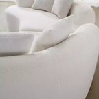Curved Four Seater Full Compression Sponge Sofa, Teddy Velvet Fabric, No-Assembly Compact Sofa for Small Spaces & Apartments