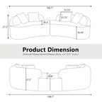 Curved Four Seater Full Compression Sponge Sofa, Teddy Velvet Fabric, No-Assembly Compact Sofa for Small Spaces & Apartments