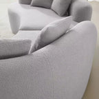 Curved Four Seater Full Compression Sponge Sofa, Teddy Velvet Fabric, No-Assembly Compact Sofa for Small Spaces & Apartments