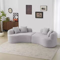 Curved Four Seater Full Compression Sponge Sofa, Teddy Velvet Fabric, No-Assembly Compact Sofa for Small Spaces & Apartments