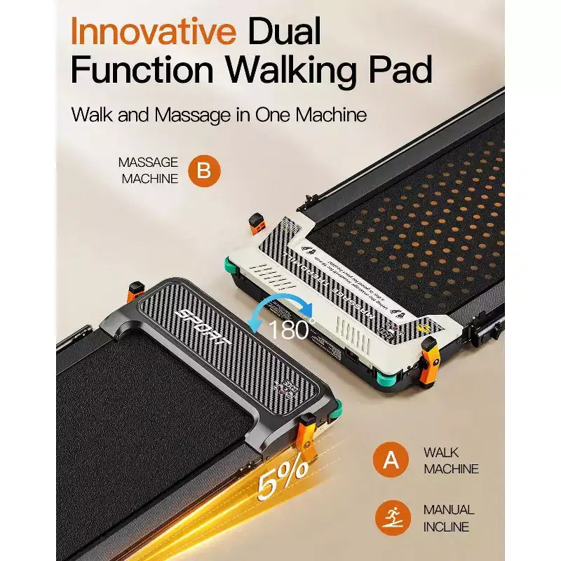 Tapis de marche Akluer avec inclinaison, tapis roulant 2-en-1 sous le bureau et masseur de pieds, tapis roulant silencieux de 2,5 CV avec accoudoir, télécommande d'affichage LED pour bureau à domicile