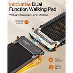 Tapis de marche Akluer avec inclinaison, tapis roulant 2-en-1 sous le bureau et masseur de pieds, tapis roulant silencieux de 2,5 CV avec accoudoir, télécommande d'affichage LED pour bureau à domicile