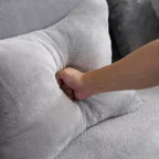 Canapé de sol moderne avec 4 oreillers, canapé futon en tissu peluche, matelas pliant en mousse haute densité pour salon