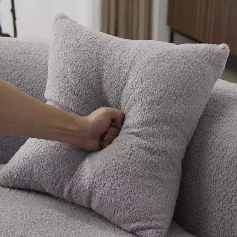 67 Inch Curved Loveseat Full Compression Sponge Sofa, Teddy Velvet Fabric, No-Assembly Compact Sofa for Small Spaces & Apartments