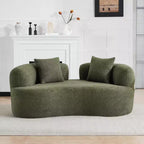 67 Inch Curved Loveseat Full Compression Sponge Sofa, Teddy Velvet Fabric, No-Assembly Compact Sofa for Small Spaces & Apartments