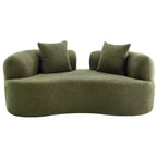 67 Inch Curved Loveseat Full Compression Sponge Sofa, Teddy Velvet Fabric, No-Assembly Compact Sofa for Small Spaces & Apartments
