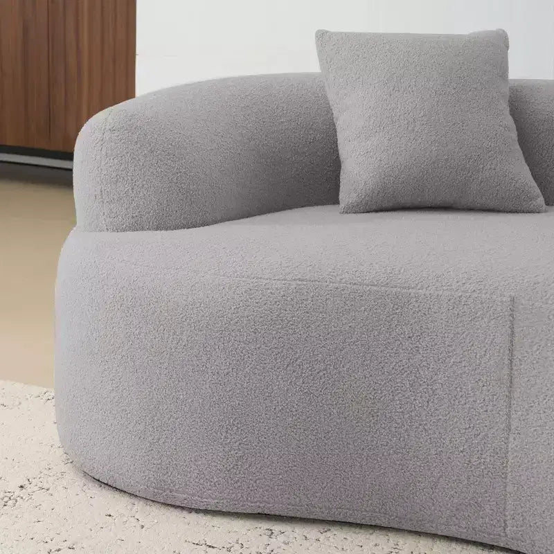 67 Inch Curved Loveseat Full Compression Sponge Sofa, Teddy Velvet Fabric, No-Assembly Compact Sofa for Small Spaces & Apartments