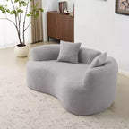 67 Inch Curved Loveseat Full Compression Sponge Sofa, Teddy Velvet Fabric, No-Assembly Compact Sofa for Small Spaces & Apartments