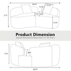 67 Inch Curved Loveseat Full Compression Sponge Sofa, Teddy Velvet Fabric, No-Assembly Compact Sofa for Small Spaces & Apartments